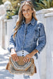Button Up Collared Neck Denim Top Bazaarbey