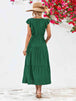 Tie Belt Ruffled Tiered Dress -BazaarBey - www.shopbazaarbey.com