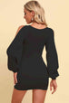 Square Neck Split Sleeve Mini Dress -BazaarBey - www.shopbazaarbey.com