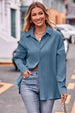 Slit Dropped Shoulder Longline Shirt Bazaarbey