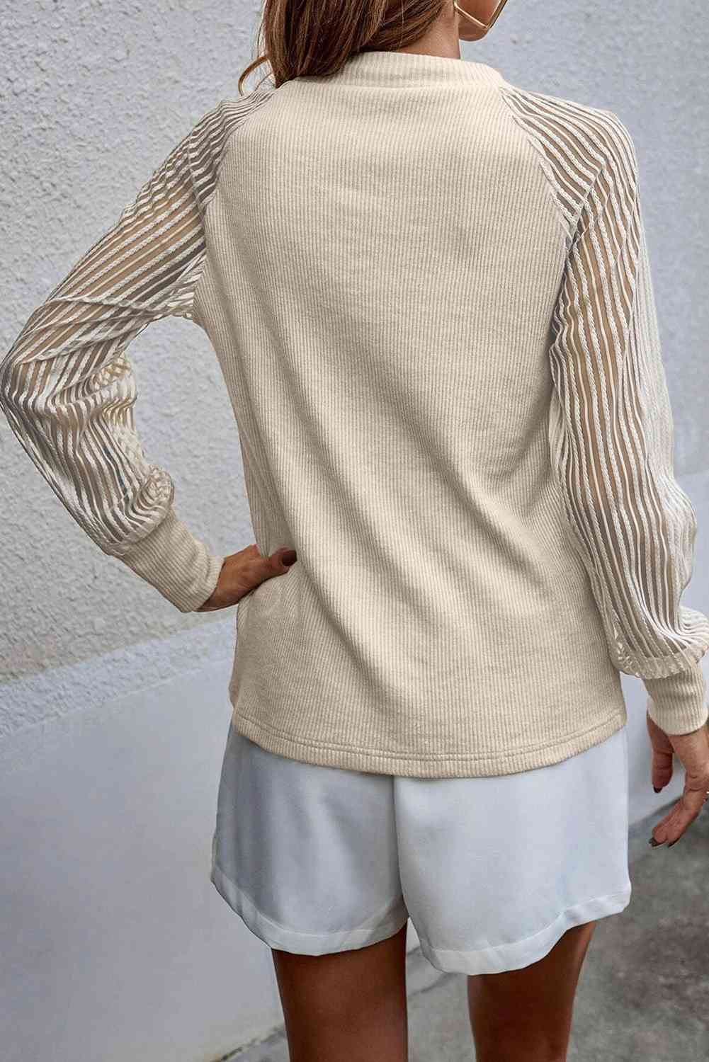 Round Neck Raglan Sleeve Knit Top Bazaarbey