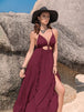 Crisscross Back Drawstring Ruffle Trim Maxi Dress Bazaarbey
