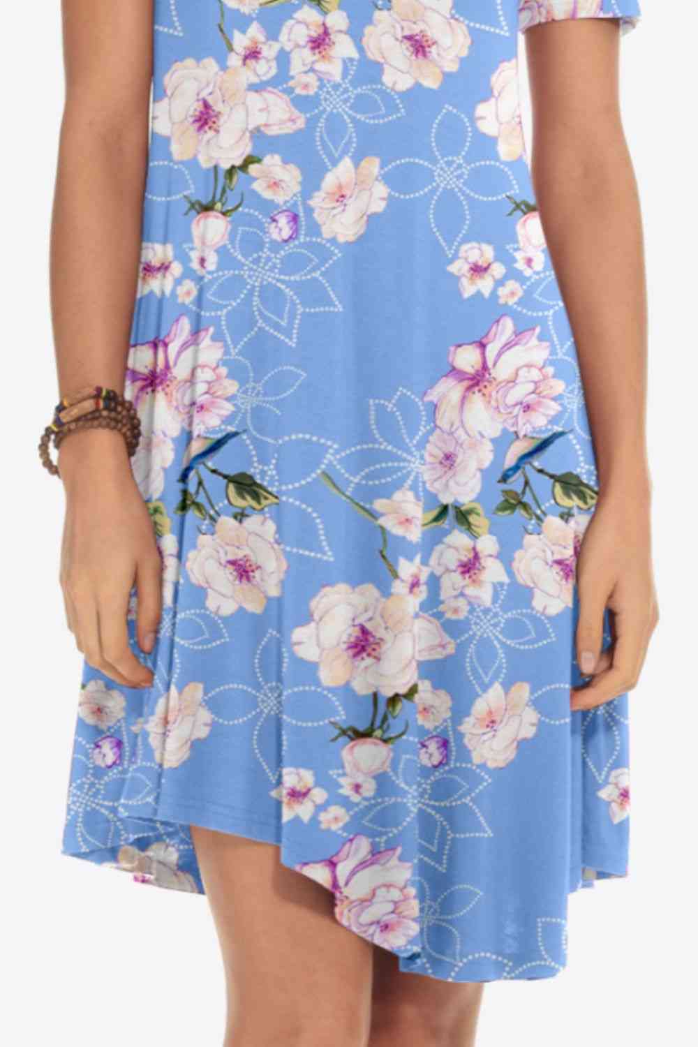 Floral Round Neck Short Sleeve Dress -BazaarBey - www.shopbazaarbey.com