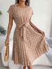  Floral Pleated Belted Dress -BazaarBey - www.shopbazaarbey.com
