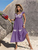 Embroidered Square Neck Ruffle Hem Dress -BazaarBey - www.shopbazaarbey.com