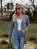 Ribbed Button-Up Cardigan with Pockets Trendsi
