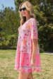 Floral  Buttoned Mini Dress -BazaarBey - www.shopbazaarbey.com