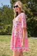 Floral  Buttoned Mini Dress -BazaarBey - www.shopbazaarbey.com