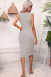 Drawstring Ruched Slit Sleeveless Dress -BazaarBey - www.shopbazaarbey.com