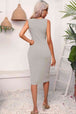 Drawstring Ruched Slit Sleeveless Dress -BazaarBey - www.shopbazaarbey.com