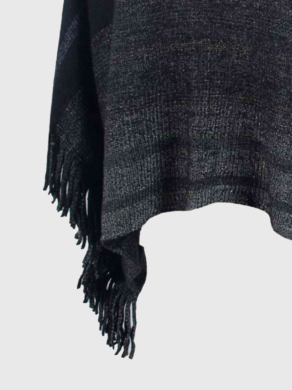 Striped Boat Neck Poncho with Fringes Bazaarbey