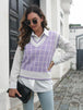 Plaid V-Neck Sweater Vest Trendsi
