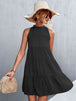 Tie Back Mock Neck Tiered Dress -BazaarBey - www.shopbazaarbey.com