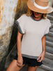  Round Neck Short Sleeve Knit Top Trendsi