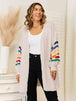 Striped Open Front Dropped Shoulder Cardigan Trendsi
