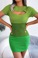 Color Block Cutout Short Sleeve Sweater Dress -BazaarBey - www.shopbazaarbey.com