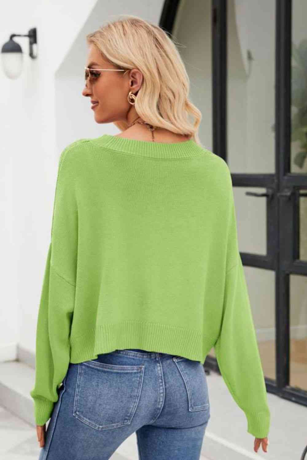 V-Neck Button Down Cardigan Trendsi