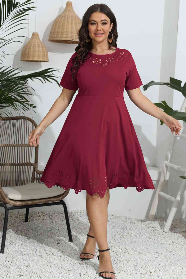 Plus Size Round Neck  Dress -BazaarBey - www.shopbazaarbey.com
