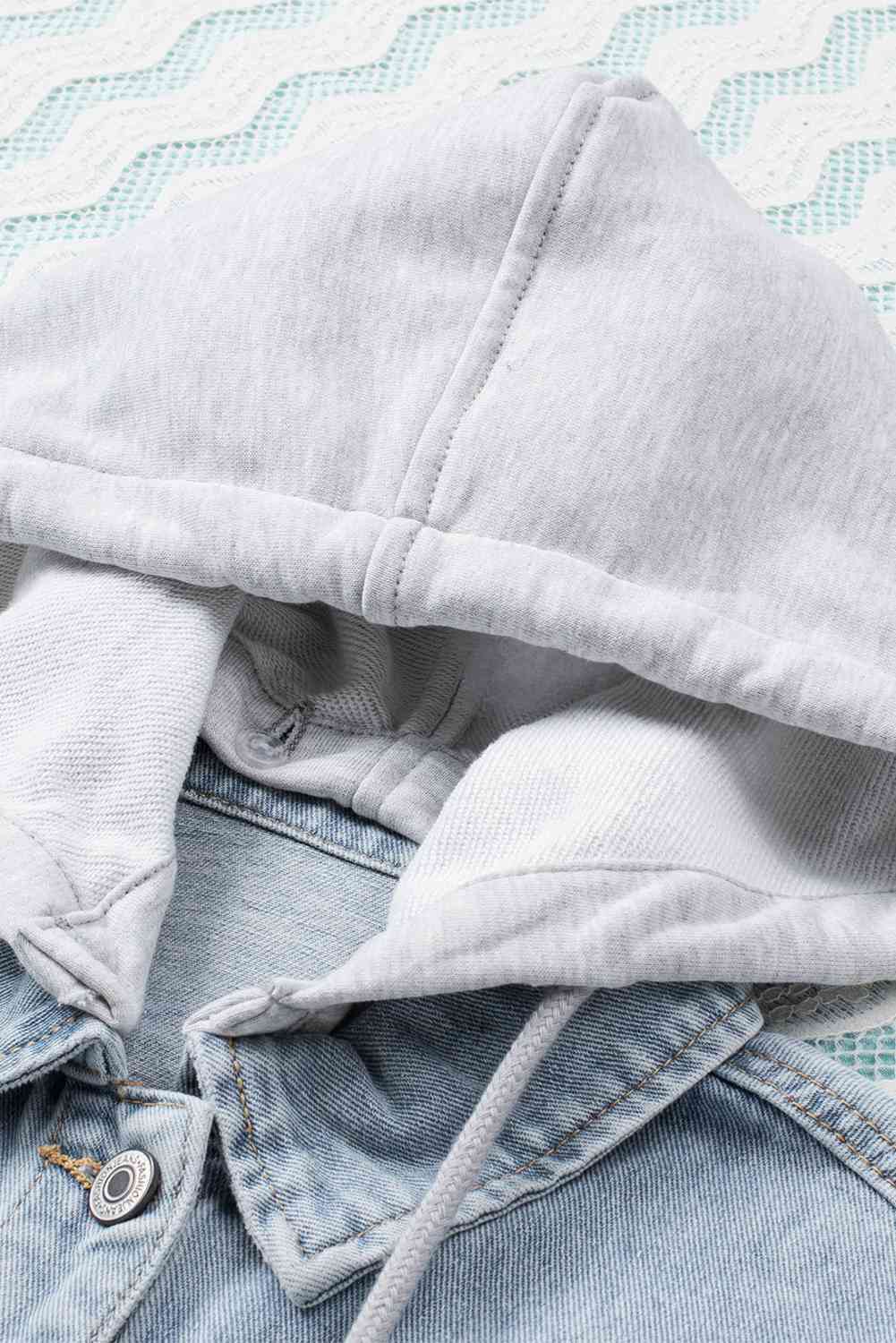 Distressed Hooded Denim Jacket Bazaarbey