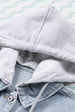 Distressed Hooded Denim Jacket Bazaarbey
