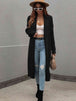  Waffle Knit  Duster Cardigan With Pockets Trendsi