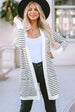 BazaarBey Striped Open Front Longline Cardigan Trendsi