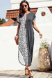 Leopard Color Block Split Dress -BazaarBey - www.shopbazaarbey.com
