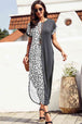 Leopard Color Block Split Dress -BazaarBey - www.shopbazaarbey.com