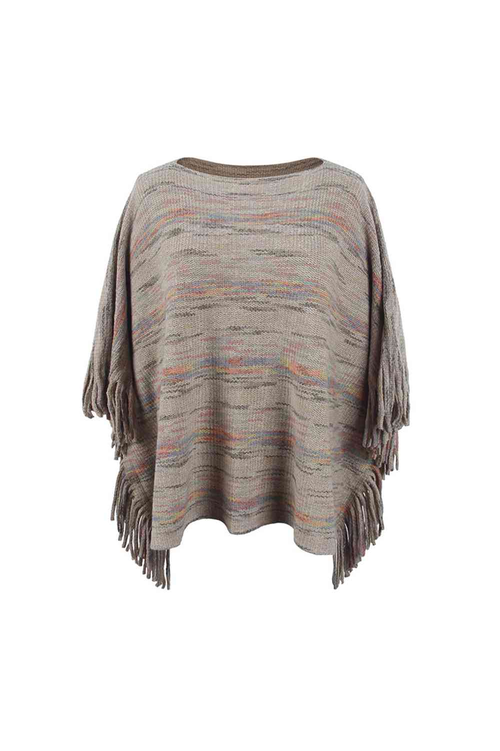 Round Neck Fringe Detail Sleeve Poncho Bazaarbey