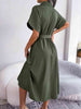 Short Sleeve Collared Tie Belt Dress -BazaarBey - www.shopbazaarbey.com