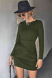 Twist Front Ruched Long Sleeve Mini Dress -BazaarBey - www.shopbazaarbey.com