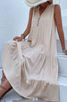 Decorative Button Sleeveless Tiered Dress -BazaarBey - www.shopbazaarbey.com