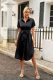 Tied Button Up Shirt Dress -BazaarBey - www.shopbazaarbey.com
