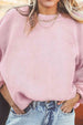 Ribbed Round Neck Drop Shoulder Sweatshirt Bazaarbey