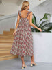 Printed Ruffled Sleeveless Midi Dress -BazaarBey - www.shopbazaarbey.com