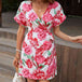 Floral Tied Short Sleeve Mini Dress -BazaarBey - www.shopbazaarbey.com