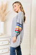  Multicolored Stripe Open Front Longline Cardigan Bazaarbey