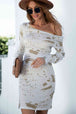 Printed Boat Neck Long Sleeve Dress -BazaarBey - www.shopbazaarbey.com