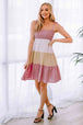 Color Block Tie Shoulder Tiered Dress -BazaarBey - www.shopbazaarbey.com