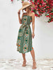 Printed Strapless Tie Belt Dress -BazaarBey - www.shopbazaarbey.com