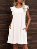 Round Neck Flutter Sleeve Dress with Pockets -BazaarBey - www.shopbazaarbey.com