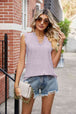  Lace Trim Eyelash V-Neck Tank Bazaarbey