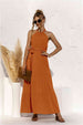 Halter Neck Tie Waist Tiered Maxi Dress Bazaarbey