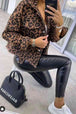 Leopard Raw Hem Denim Jacket Bazaarbey
