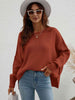 Exposed Seam Dropped Shoulder Slit Sweater Trendsi