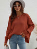 Exposed Seam Dropped Shoulder Slit Sweater Trendsi