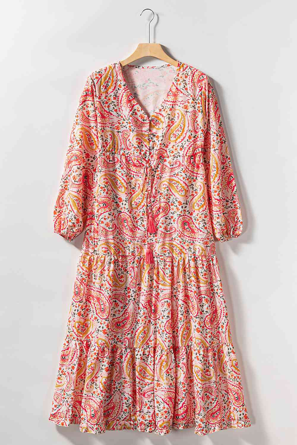 Paisley V-Neck Tied Dress -BazaarBey - www.shopbazaarbey.com