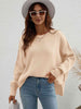 Exposed Seam Dropped Shoulder Slit Sweater Trendsi