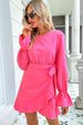 Round Neck Flounce Sleeve Ruffle Hem Mini Dress -BazaarBey - www.shopbazaarbey.com