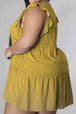 Plus Size V-Neck Frill Trim Mini Dress -BazaarBey - www.shopbazaarbey.com